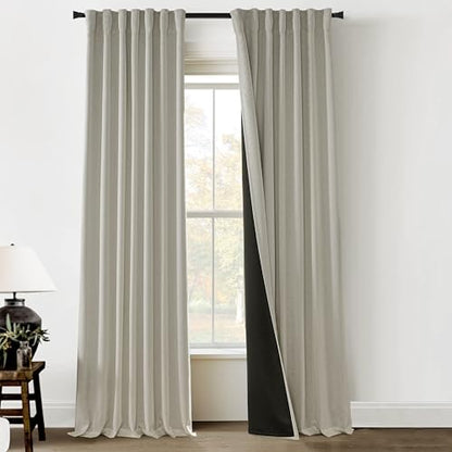 Greige Neutral Linen Blackout Curtains - Thermal Insulated Thick Lined Drapes 84 Inch Length 2 Panels Set - color: Greige/Warm Grey, size: 50"W x 84"L (Pack of 2)