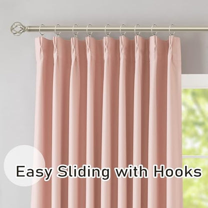 Baby Pink Pinch Pleated Blackout Curtains with Hooks - 78 inch Length Room Darkening Thermal Insulated Window Curtain Drapes for Living Room Bedroom Set of 2 Panels 40" Wx78 L - color: Baby Pink, size: 40"W x 78"L (Pack of 2)