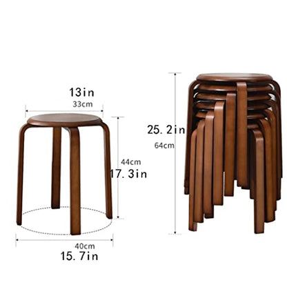 Stackable Dining Chairs, Set of 6 Solid Wood Dining Stools, Low Stools for Living Room Dining Side Chairs, Stacked on Top - color: B