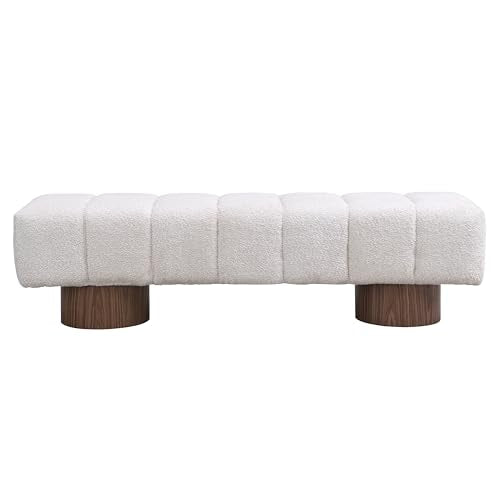 Christopher Knight Home Manila 64" Boucle Dining Bench, Upholstered Ottoman Bench, Rectangular Dining Seat, Spacious Seating, Long Footstool for Living Room Dining Room, No Assembly Needed, Beige - color: Beige