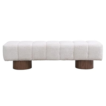 Christopher Knight Home Manila 64" Boucle Dining Bench, Upholstered Ottoman Bench, Rectangular Dining Seat, Spacious Seating, Long Footstool for Living Room Dining Room, No Assembly Needed, Beige - color: Beige