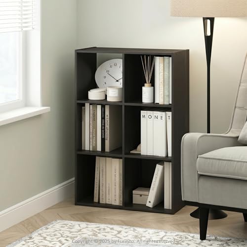 Furinno Pelli Cubic Storage Cabinet, 3x2, Espresso | 11.6 x 24.2 x 36, Open & Closed Back Cubes, Storage Organizer Cabinet, for Living Room, Bedroom, Home Office - color: Espresso, size: 6-Cube, vertical