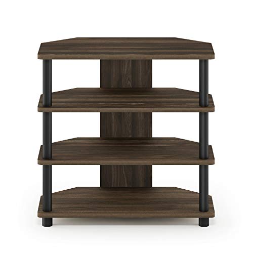 Furinno Turn-N-Tube Easy Assembly 4-Tier Petite Entertainment Center / TV Stand / TV Unit / TV Desk, Columbia Walnut/Black | Petite Entertainment Center, Open Frame Console, For TV up to 32 Inch, Easy Assembly, For Living Room, Bedroom - color: Columbia W