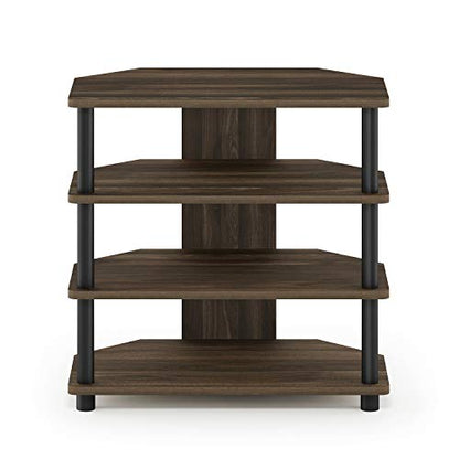 Furinno Turn-N-Tube Easy Assembly 4-Tier Petite Entertainment Center / TV Stand / TV Unit / TV Desk, Columbia Walnut/Black | Petite Entertainment Center, Open Frame Console, For TV up to 32 Inch, Easy Assembly, For Living Room, Bedroom - color: Columbia W