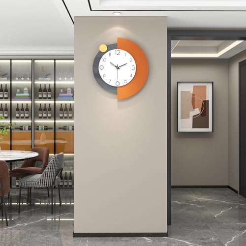 FLEBLE Decorative Wall Clock Silent Large Clock Battery Operated Home Decor | Analog Quality Quartz Wall Clock for Living Room,Kitchen,Office,Bathroom,Bedroom,Classroom Wall Decor,18x20 inches - size: 18*20in