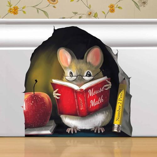 eacher’s Pet Mouse Wall Sticker – Adorable 3D Reading Mouse Décor for Classroom, Kids Room & Book Lover Gift by MICESTERPIECE - style: TeachersPet