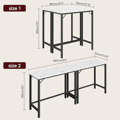 MAHANCRIS Narrow Bar Table, 63-Inch Pub Table for Dining Room, Counter Bar Tables with Sturdy Metal Frame, Connectable Bar Table, Multifunctional Console Table, Marble and Black BTHM1601 - color: Marble and Black