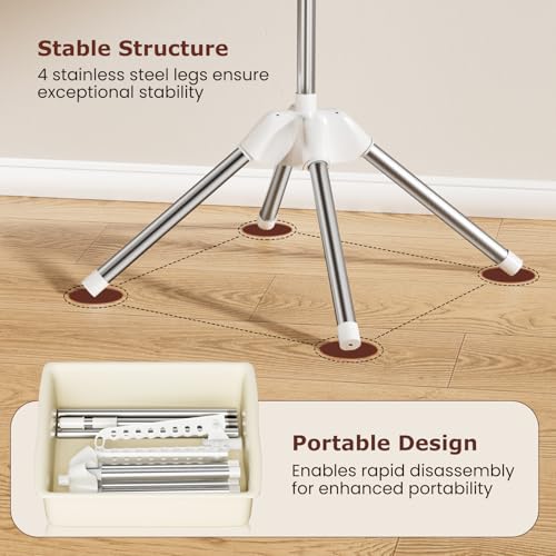Foldable Clothes Drying Rack, Rotatable Free Standing drying rack , 1 Layer | 360°rotatable foldable clothes drying rack, space-saving 1tier drying rack clothing for indoor balcony use to air-dry clothes - size: 1 tier
