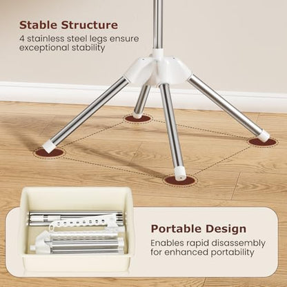 Foldable Clothes Drying Rack, Rotatable Free Standing drying rack , 1 Layer | 360°rotatable foldable clothes drying rack, space-saving 1tier drying rack clothing for indoor balcony use to air-dry clothes - size: 1 tier