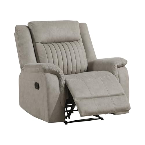 Lexicon Polished Microfiber Wall Hugger Manual Reclining Chair, Dove | 39.5"W Manual Recliner, Home Theater Seating for Living Room/Office/Apartment - color: Dove, size: Recliner