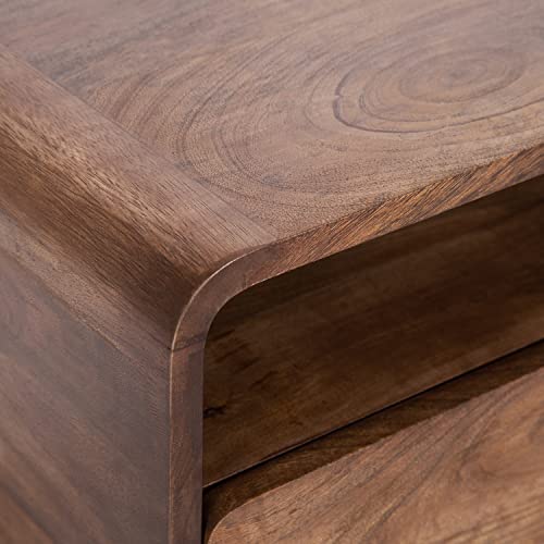 Kate and Laurel Kato Modern Wood Floating Side Table with Drawer, 18 x 10 x 9, Walnut Brown, Contemporary Wooden Floating Nightstand for Bedroom Bedside Table - color: Walnut Brown