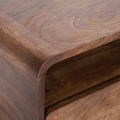 Kate and Laurel Kato Modern Wood Floating Side Table with Drawer, 18 x 10 x 9, Walnut Brown, Contemporary Wooden Floating Nightstand for Bedroom Bedside Table - color: Walnut Brown