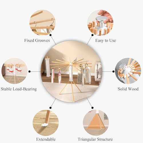 Foldable Clothes Drying Rack, Portable Garment Drying Rack for Indoor Outdoor, Space Saving Laundry Drying Rack, Sturdy Clothing Air Dryer Hanger for Balcony Bedroom Laundry Room