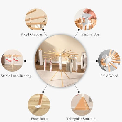 Foldable Clothes Drying Rack, Portable Garment Drying Rack for Indoor Outdoor, Space Saving Laundry Drying Rack, Sturdy Clothing Air Dryer Hanger for Balcony Bedroom Laundry Room