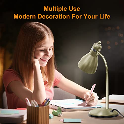 LEPOWER Metal Desk Lamp, Adjustable GooseNeck Reading Light for Bedroom | Compact & Sturdy, Space-Saving for Bedside & Dorm, E26 Table Lamp, Eye-Caring, Ideal for Study, Office, Back to School - color: Bronze