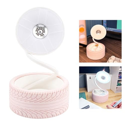Pongnas Roseate Bedside Lamp with Wheel Design USB Charging Port Warm White Foldable LED Light for Bedroom Study Living Room Travel - color: Roseate