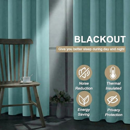 Blackout Curtains 84 Inches Long - Solid Thermal Insulated Thick Fabric Blackout Curtains for Bedroom, Grommet Soundproof Window Drapes, 2 Panels, Aqua, 2x52Wx84L Inches - color: Aqua, size: 52"W x 84"L (Pack of 2)