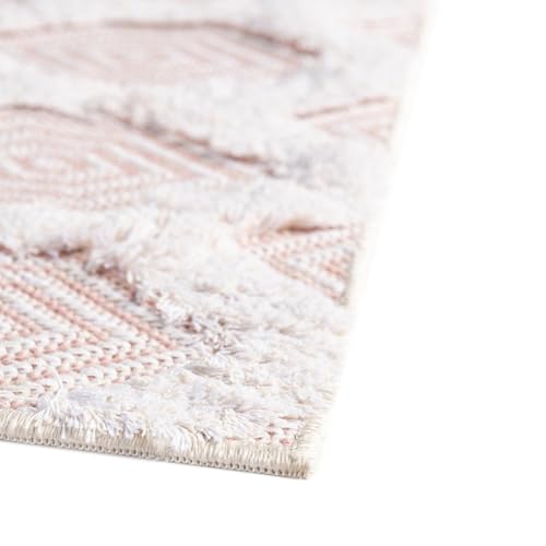 Rugs.com - Sabrina Soto Casa Rug – 12 Ft Runner Pink Textured Cotton Rug – Modern Geometric Style for Hallways and Entryways - color: Pink, size: 2'7" x 12' (Runner)
