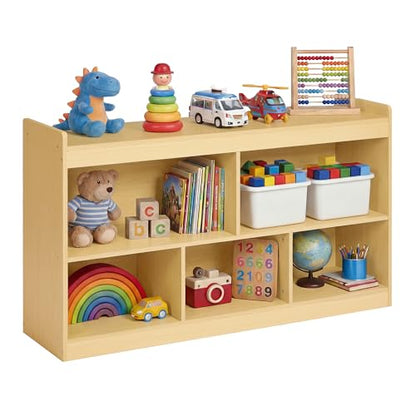 SONGMICS Kids' Toy Storage Shelf, Montessori Shelf with 5 Compartments | Storage Unit for Children's Room Playroom, Beech Beige, CUSTOS Collection, UGKR052YZ01