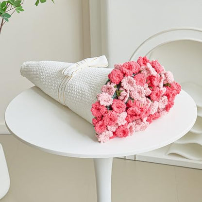 Crochet Flower Bouquet Throw Blanket, Handmade Knitted Blanket with Flowers, Cute Romantic Gift for Her Girlfriend Mom Mother’s Day Valentine Wedding Anniversary Birthday, Pink 60 Inches - color: Pink Lily of the Valle, size: 60 Inches