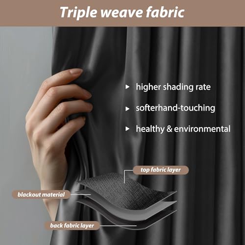 Room Divider Curtains with Ceiling Curtain Track Set Window Curtain for Bedroom,Living Room Total Blackout Thermal Insulated Privacy Ceiling Track Curtain W 9 × H 7 FT Black drape&Black track - color: Black, size: 108"W x 84"L (Pack of 1)