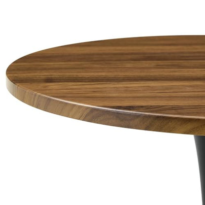 23.6" Round Dining Table, Mid-Century Modern Tulip Table with Thickened Tabletop & Metal Pedestal, Circle Bistro Table for Kitchen, Small Places, Apartments, Cafe - color: Walnut, size: 23.6" dining table