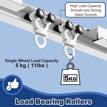 Thin Hidden Curtains Rails Ceiling Mounted Room Divider Curtain Track | Custom Size, Aluminum Heavy Duty Sliding Rod, for Offices Studio Apartments Shower(White,1.5M/4.9ft) - color: White, size: 1.5M/4.9ft