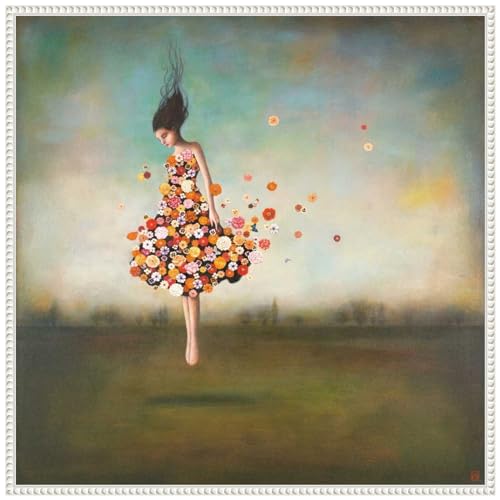 Amanti Art Framed Canvas Wall Art 30x30 Boundlessness in Bloom by Duy Huynh, Framed Wall Art Canvas, Abstract Artwork, Traditional Decor, Large Poster Painting for Living Room, Bedroom, Bathroom, - color: Sylvie Beaded White, size: 30"L x 30"W