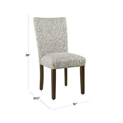 HomePop Parsons Classic Upholstered Accent Dining Chair, Set of 2, Gray and Cream - color: Grey Floral Tree Pattern, style: Pack of 2