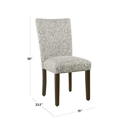 HomePop Parsons Classic Upholstered Accent Dining Chair, Set of 2, Gray and Cream - color: Grey Floral Tree Pattern, style: Pack of 2