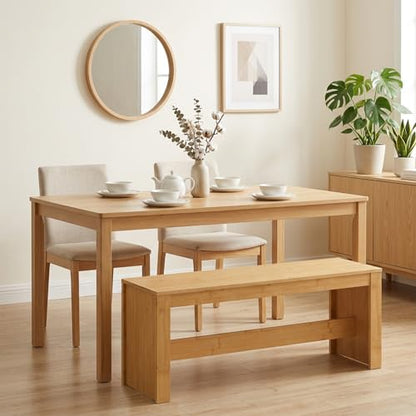 MAHANCRIS Entryway Shoe Rack Bench, 35.4 Inch Bamboo Dining Bench | Table Bench for Living & Dining Room, Kitchen, Bedroom, Bathroom, Hallway, Natural TBNA0501