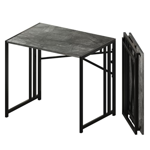 Lutown-Teen Small Folding Computer Desk 32 inch, Grey | Writing Gaming Computer Desk for Small Spaces, No Assembly Required Office Desk - color: Grey, size: 32 Inch