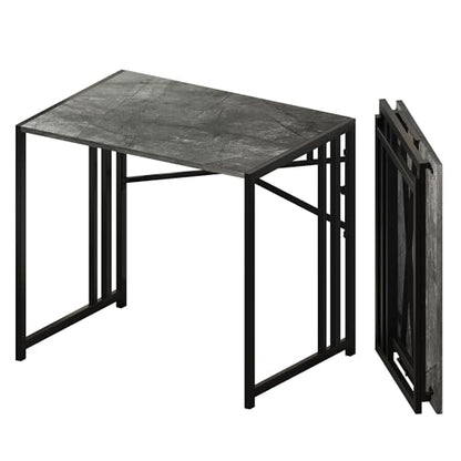 Lutown-Teen Small Folding Computer Desk 32 inch, Grey | Writing Gaming Computer Desk for Small Spaces, No Assembly Required Office Desk - color: Grey, size: 32 Inch