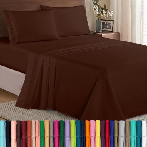 Elegant Comfort Luxury Soft 1500 Thread Count Egyptian Quality 3-Piece Sheet Wrinkle and Fade Resistant Bedding Set, Deep Pocket up to 16inch Twin/Twin XL Chocolate Brown - color: Chocolate Brown, size: Twin/Twin XL