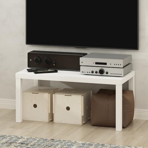 Furinno Simplistic TV Stand, Modern Entertainment Center, Triple Thick TV Table, TV Console for TV up to 40 Inch, for Living Room, Bedroom, White - color: White, size: 40" TV, Wooden Frame