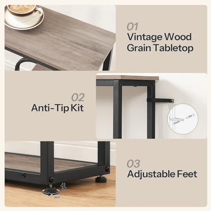 HOOBRO 29.5" Console Table, 5-Tier Narrow Entryway Table, Behind Couch Table with Storage Shelves, Sofa Table for Hallway, Living Rooms, Entryway, Greige and Black BG69XG01 - color: Greige + Black