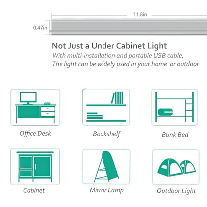 ASOKO 12 Inch Under Counter LED Lights Dimmable 5000K Plug in Light | ASOKO 12" Under Cabinet LED Light Strip, Dimmable 5000K Plug in Counter Light for Kitchen Desk Shelf - color: Daylight White, size: 12Inch-Standard
