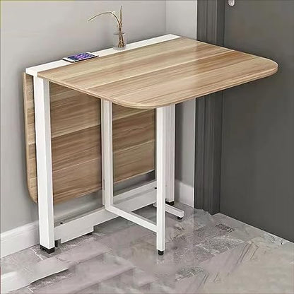 Expandable Drop Leaf Dining Table - Space-Saving Wooden Kitchen Table Multi-Functional 3-in-1 Design for Kitchen & Living Room Foldable Versatile Compact - color: E-weißes Regal, size: 100 cm
