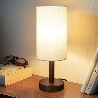 LALISU Small Table Lamp，Nightstand Lamp Wood Bedside Lamp Plug in 2Pcs | Small Bedside Lamp for Night Stands, Desk Lamps for Reading Living Room, Office (Bulb Included) (Black-Walnut Wood（2）) - color: Black-Walnut Wood（2）