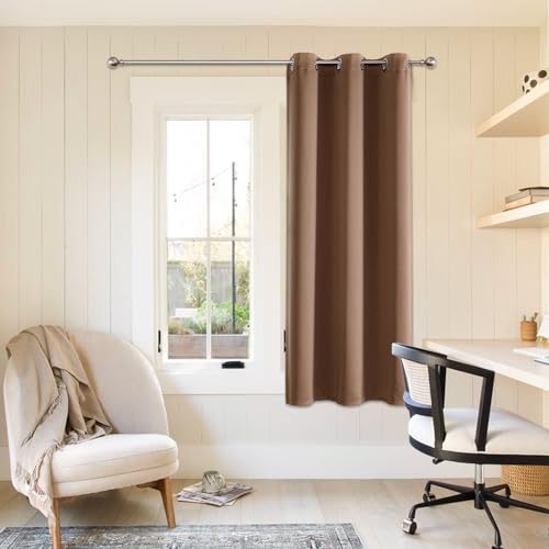 ChrisDowa Small Window Curtains 40 Inches Long for Bedroom Door Curtain | 29W x 40L, Cappuccino Room Darkening Drapes, Doorway Curtain for Living Room/Kitchen/Closet, Thermal Insulated, 1 Panel - color: Cappuccino, size: 29"W x 40"L (Pack of 1)