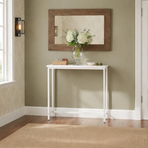 Narrow Entryway Console Table & Sofa Side Table - Industrial Hallway Table for Small Spaces, Behind Couch Table, Multi-Functional Living Room Bedroom Office,White, 29.5" x 9.4" x 29.5" - color: White