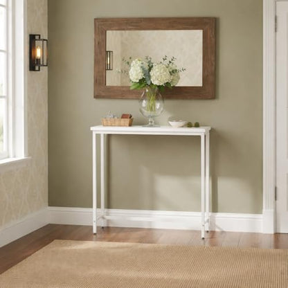 Narrow Entryway Console Table & Sofa Side Table - Industrial Hallway Table for Small Spaces, Behind Couch Table, Multi-Functional Living Room Bedroom Office,White, 29.5" x 9.4" x 29.5" - color: White