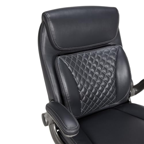 Amazon Basics Ergonomic Executive Office Chair with Adjustable Lumbar Support, Flip-up Arms, Height Adjustable, 360° Rolling Swivel, Computer Desk Chair, Grey Leather - color: Grey