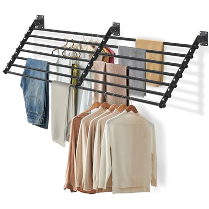 Wall Mounted Clothes Drying Rack 57 Inch – Foldable Laundry Drying Rack for Wall Mount, Space Saving Indoor Drying Rack for Clothes, Compact & Sturdy Design