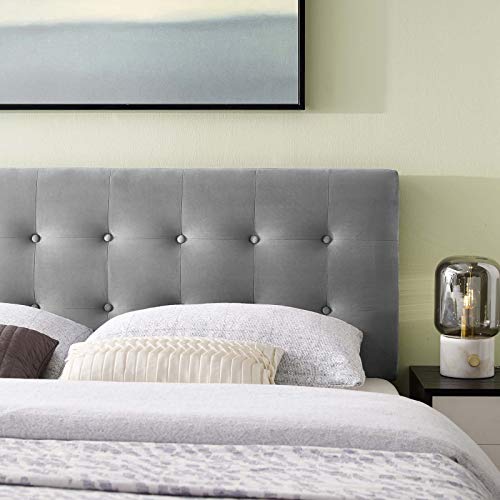 Modway Emily Queen Biscuit Tufted Performance Velvet Headboard, Gray - color: Gray, size: Queen