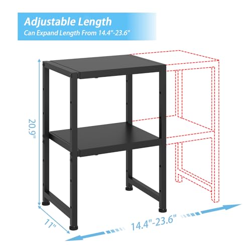 2-Tier Expandable Metal Storage Shelves,150LBS Heavy Duty Shelving Units and Storage For Small Appliance,Adjustable Pots and Pans Organizer Rack Shelf For Kitchen Under Cabinet Pantry Warehouse Garage - color: Black