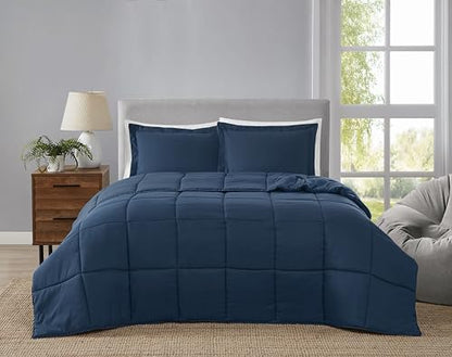 TRULY SOFT Everyday Reversible Dark Blue Full/Queen 3 Piece Comforter Set - color: Dark Blue, size: Queen