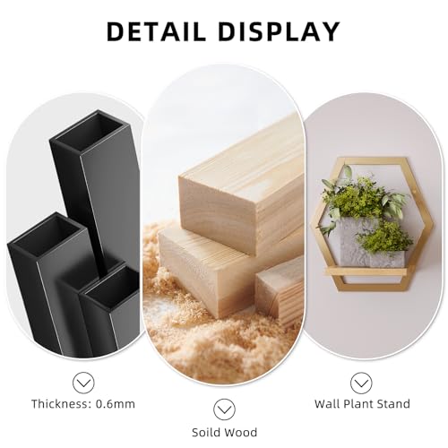 3 Pack Solid Wood & Heavy Duty Metal Wall Plant Stands, 25 LB Load Boho Arch Hanging Planter,9 inch Natural Wood Shelf for Indoor Plants Golden - color: golden