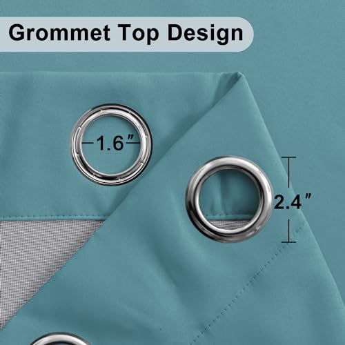 XWZO 100% Blackout Curtains - Thermal Insulated Black Liner Curtains, Noise Reducing and Heat Blocking Drapes for Hall and Studio Windows with Tiebacks, Stone Blue, W38 x L45, Set of 2 - color: Stone Blue, size: 38"W x 45"L (Pack of 2)