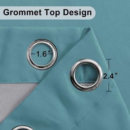 XWZO 100% Blackout Curtains - Thermal Insulated Black Liner Curtains, Noise Reducing and Heat Blocking Drapes for Hall and Studio Windows with Tiebacks, Stone Blue, W38 x L45, Set of 2 - color: Stone Blue, size: 38"W x 45"L (Pack of 2)